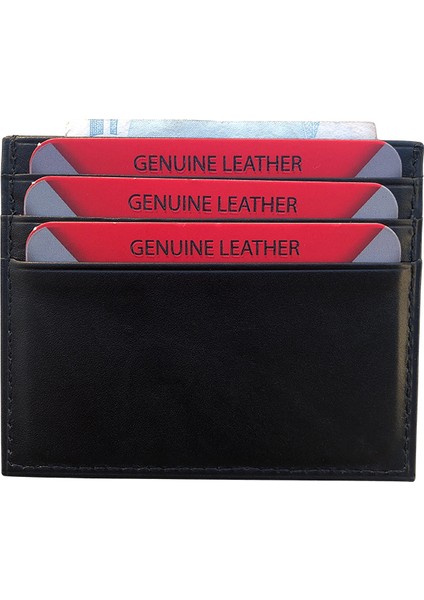 Deri El Yapımı Unisex Siyah Kartlık Cüzdan