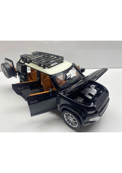 Land Lover Defender Jip Diecast Metal Oyuncak Model Araba 20 cm Sesli Işıklı Kaput Bagaj Kapılar Açılabilen