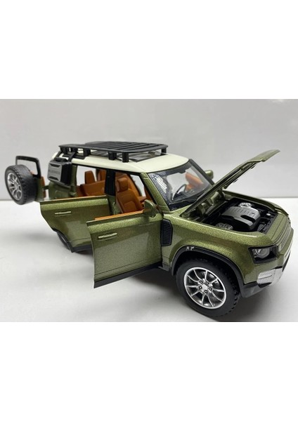 Land Lover Defender Jip Diecast Metal Oyuncak Model Araba 20 cm Sesli Işıklı Kaput Bagaj Kapılar Açılabilen