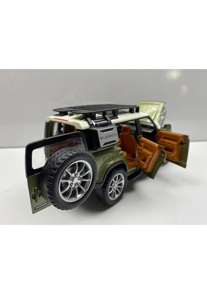 Land Lover Defender Jip Diecast Metal Oyuncak Model Araba 20 cm Sesli Işıklı Kaput Bagaj Kapılar Açılabilen