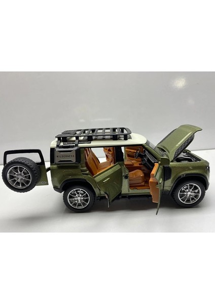 Land Lover Defender Jip Diecast Metal Oyuncak Model Araba 20 cm Sesli Işıklı Kaput Bagaj Kapılar Açılabilen