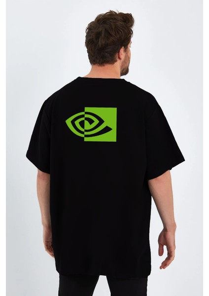 Nvidia Studio Baskılı Sıfır Yaka Unisex Oversize Tişört