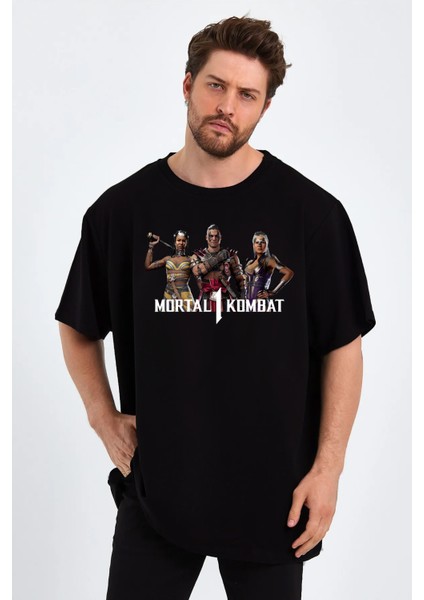 Mortal Kombat 1 Baskılı Sıfır Yaka Unisex Oversize Tişört