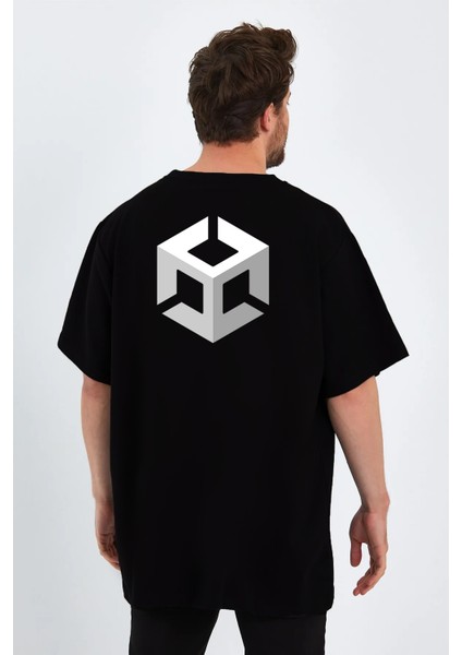 Unity Engine Baskılı Sıfır Yaka Unisex Oversize Tişört