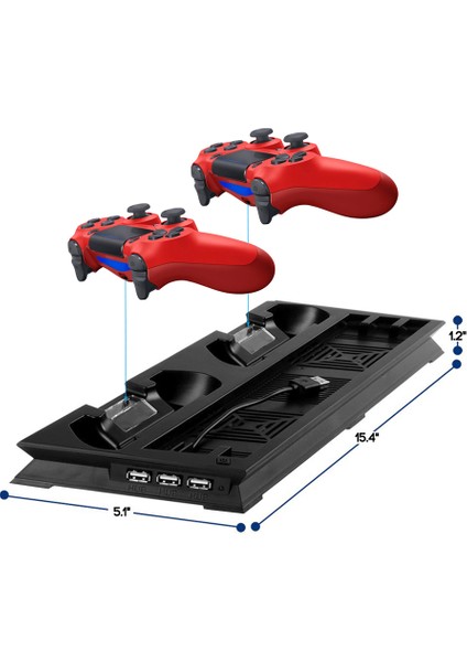 Ps4 Pro Çift Fanlı Dikey Soğutucu ve Kol Şarj Edici Ps4 Şarj Standı