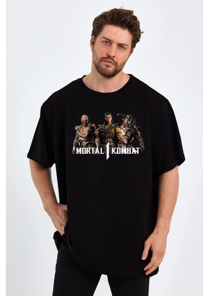 Mortal Kombat 1 Baskılı Sıfır Yaka Unisex Oversize Tişört