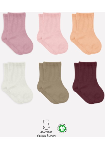 Bistyle Colors 6lı Penye Düz Soket Çorap BS6000 Gül Kurusu Gül Kurusu