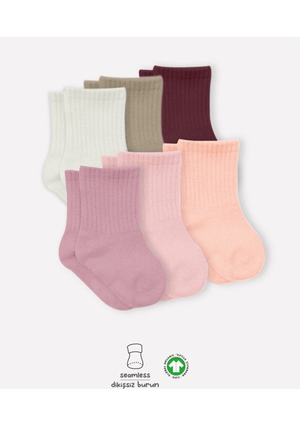 Bistyle Colors 6lı Penye Düz Soket Çorap BS6000 Gül Kurusu Gül Kurusu