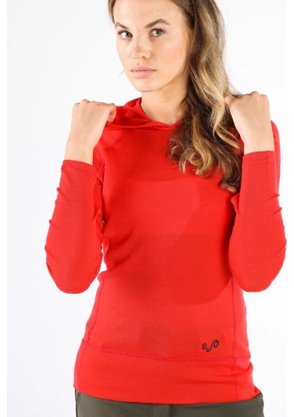 Sonatra Hoodie Yünlü Kapüşonlu Kadın Sweatshirt - Red modelleri