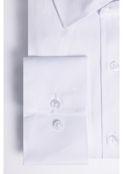 Büyük Beden Pamuklu Kolay Ütü Düz Beyaz Erkek Gömlek modelleri