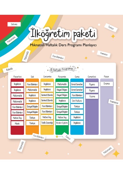 Ilk Öğretim Paketi   Mıknatıslı Ders Programı Planlayıcı ILK_DERS01