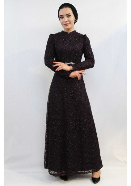 Ahunisa Parıltı Abiye Mürdüm 5570 modelleri