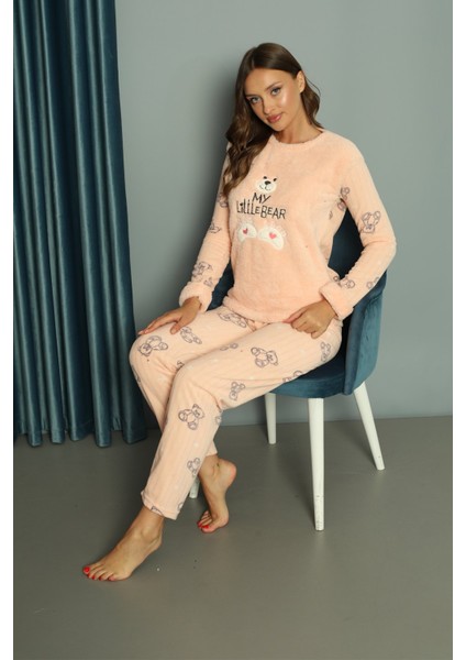 Kadın Kışlık Polar  Pijama Takımı Peluş Desenli Takım Tampap 312358