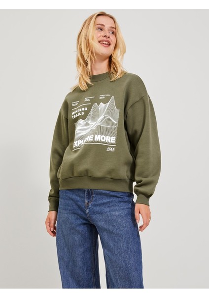 Jxella Loose Crew Ls Swt Kadın Yeşil Sweatshirt 12241324-Green