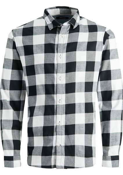 Slim Fit Uzun Kollu Beyaz-Siyah Erkek Gömlek 12181602 fiyatları