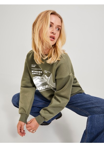 Jxella Loose Crew Ls Swt Kadın Yeşil Sweatshirt 12241324-Green