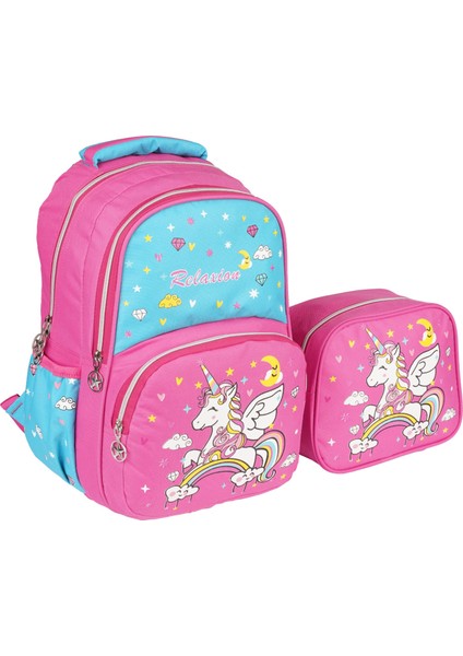 Kız Çocuk Desenli Beslenme Çantalı Okul Seyahat Sırt Çantası