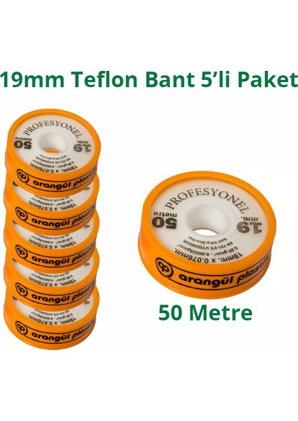 Teflon Bant Sızdırmazlık Bandı 19MM. x 50 Metre 5 Adet