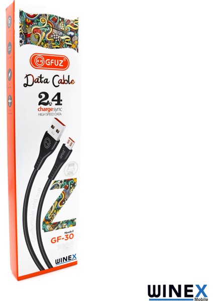 CA30 USB To Lightning Hızlı Data ve Şarj Kablosu 2.4A Siyah WNE0042