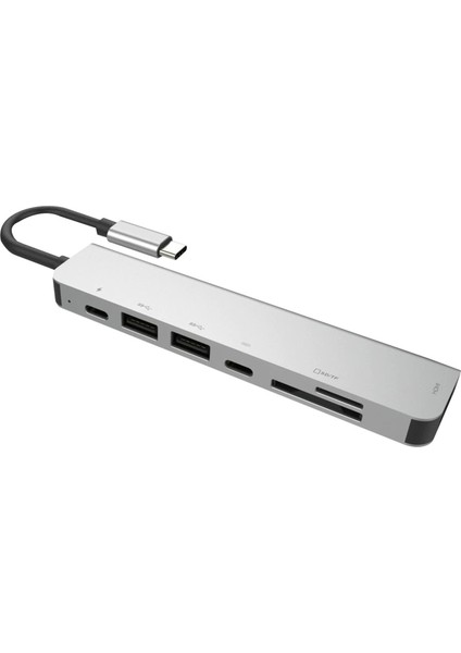 7in1 USB Type-C Hub Port Adaptör 4K Hdmı+Usba+Sd/tf Kart 100W Pd Girişli WNE0063