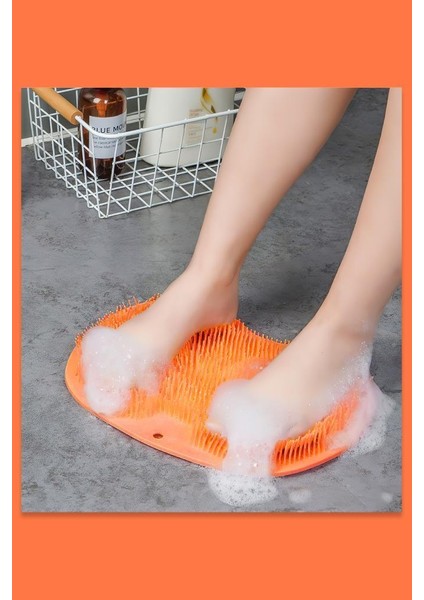 Vantuzlu Banyo Fırçası ve Masaj Pedi Turuncu