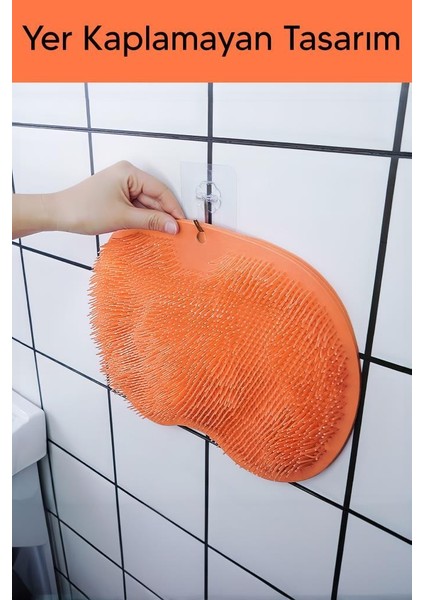 Vantuzlu Banyo Fırçası ve Masaj Pedi Turuncu