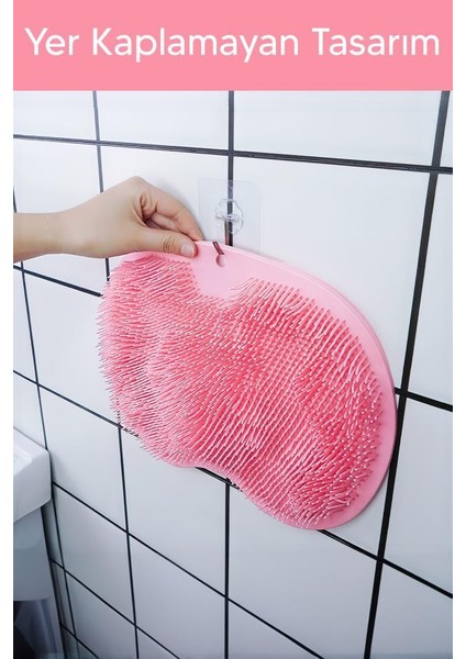 Vantuzlu Banyo Fırçası ve Masaj Pedi Pembe