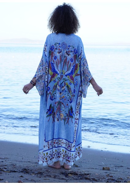Mavi Kuş Desenli Kimono fiyatları