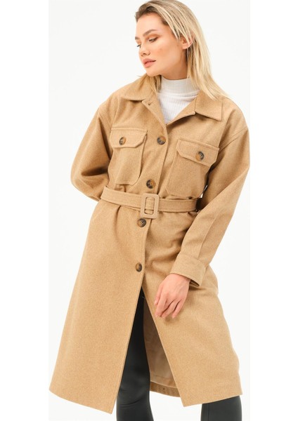 Z6777 Dewberry Kadın Palto-Camel modelleri