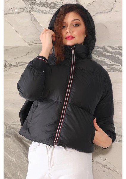 Z6650 Dewberry Bayan Şişme Mont-Düz Siyah