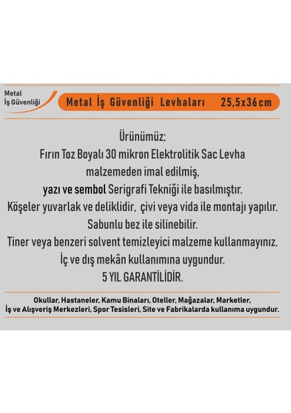 Mavi Tasarım Metal Park Yapılmaz Levhası 25,5*36