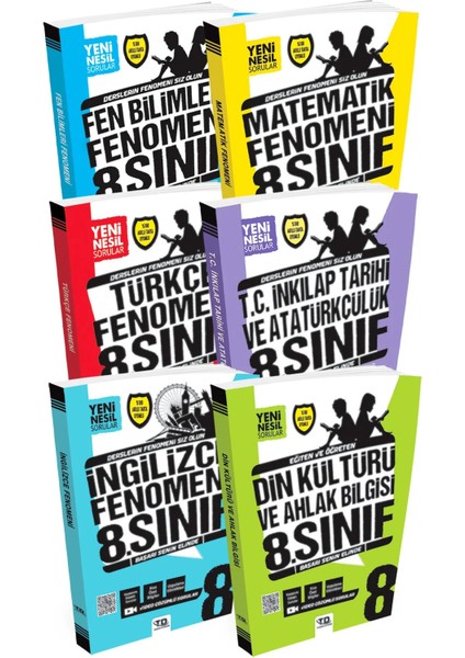 8. Sınıf Tüm Dersler Fenomen Soru Bankası Seti 6 Kitap