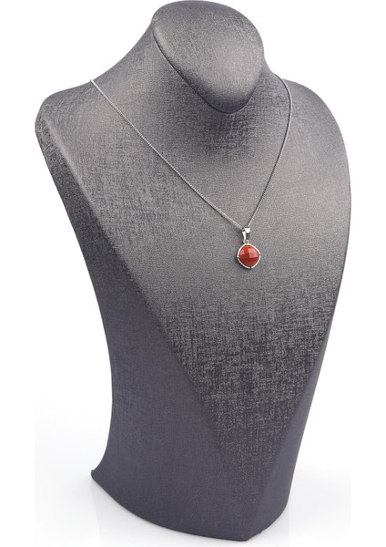 Red Jasper Doğal Taş Gümüş Renkli Kolye fiyatları