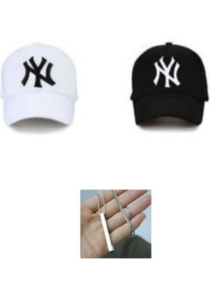 Unisex 2''li ve 3'lü Kombin Ny Şapka ve Kolye Hediyesi