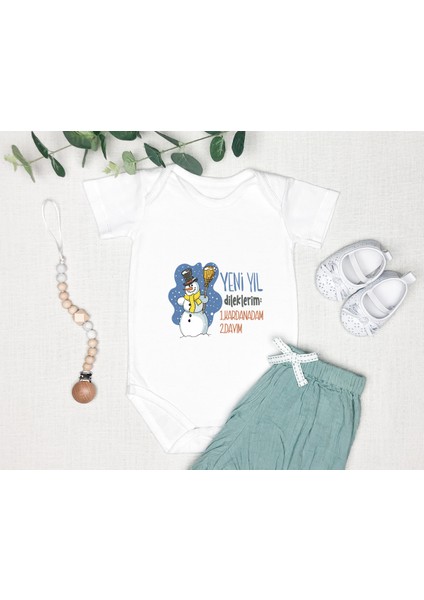Kişileştirebilir Isme Özel Tasarlanabilen %100 Pamuklu Baskılı Yılbaşı Dayı Zıbın Body 003K