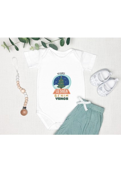 Kişileştirebilir Isme Özel Tasarlanabilen %100 Pamuklu Baskılı Yılbaşı Bebek Yenge Zıbın Body 003K
