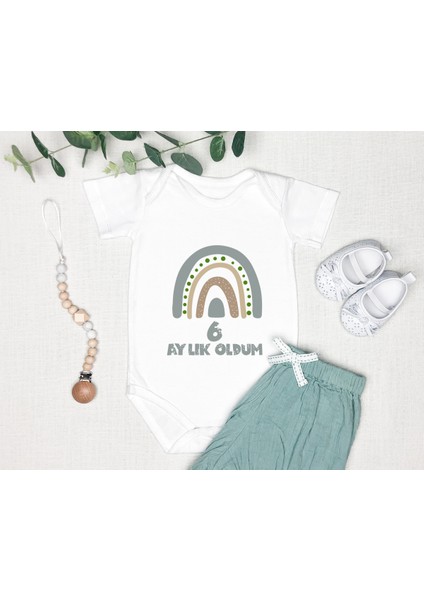 Bebeğinizin Ismine Özel Tasarlanabilen 6 Aylık Baskılı Zıbın Body %100 Pamuk Aylar-1