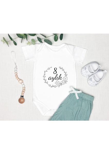 Bebeğinizin Ismine Özel Tasarlanabilen 8 Aylık Baskılı Zıbın Body %100 Pamuk Aylar-1