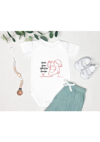 Anneler Günü Hediyesi Kişiye Özel Tasarlanabilen %100 Pamuk Zıbın Bod