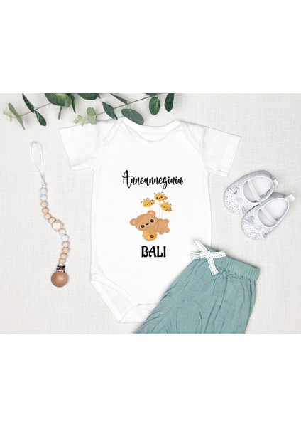 Isme Özel Isimli Baskı Yazılabilen %100 Pamuk Anneannesin Balı Bebek Zıbın Bod