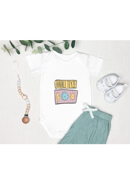 Kişiye Özel Isim Tasarlanabilen %100 Pamuklu Teyze Temalı Bebek Çıt Çıtlı Zıbın Bod