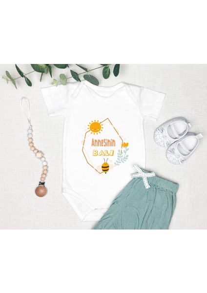 Isme Özel Isimli Baskı Yazılabilen %100 Pamuk Anne Balı Bebek Zıbın Bod