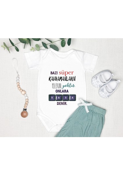 Isme Özel Isimli Baskı Yazılabilen %100 Pamuk Baba Baskılı Babaya Özel Hediye Bebek Zıbın Body 050