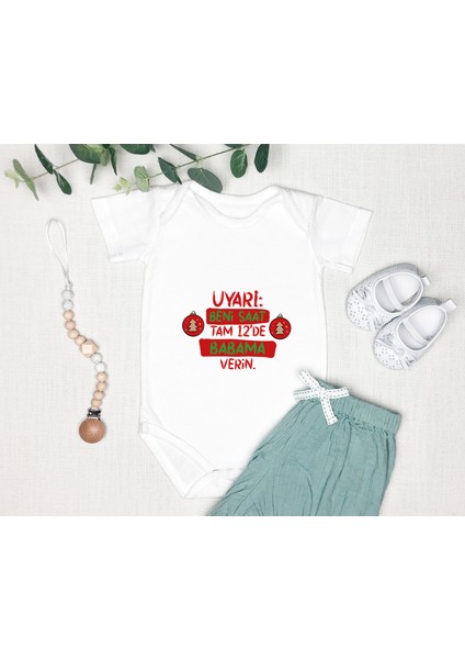 Kişileştirebilir Isme Özel Tasarlanabilen %100 Pamuklu Baskılı Yılbaşı Baba Zıbın Body 001U