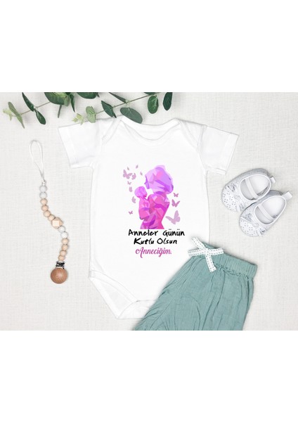 Anneler Günü Hediyesi Kişiye Özel Tasarlanabilen %100 Pamuk Zıbın Bod