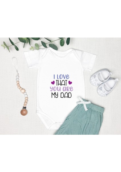 %100 Pamuklu Baba Temalı Baskılı Bebek Body Zıbın + Baskılı Mama Önlüğü Hediyel