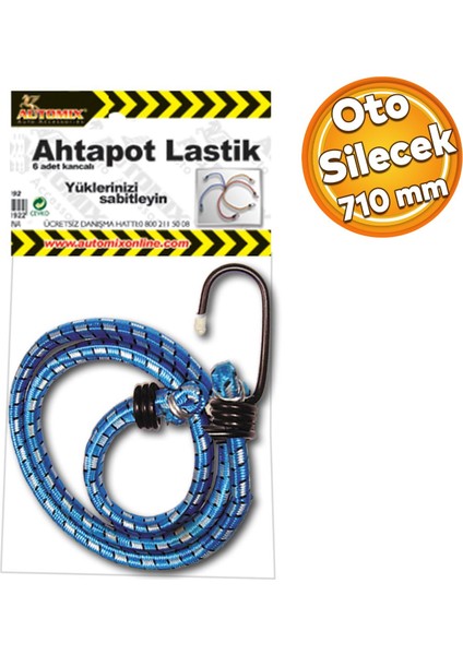 Kancalı Elastik Motorsiklet Oto Araç Araba Bagaj Lastiği Bisiklet Sabitleme Lastik Ahtapot 80 cm