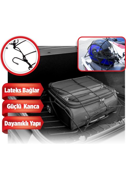 Kancalı Elastik Otomobil Oto Araç Araba Motorsiklet Bagaj Lastiği Sabitleme Lastik Ahtapot 90X90 cm