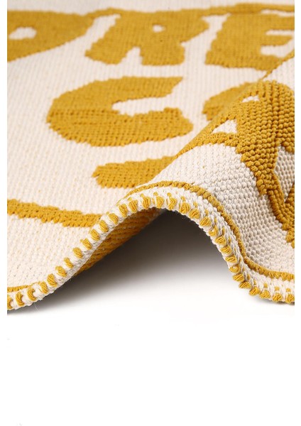 Dreams Come True Doğal Pamuklu 2'li Banyo Kilim Seti 60X100+50X60 cm - Ekru/hardal fırsatları