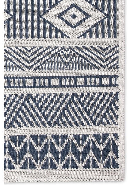 Marina Doğal Pamuklu Banyo Kilim Seti 60X100+50X60 Lacivert